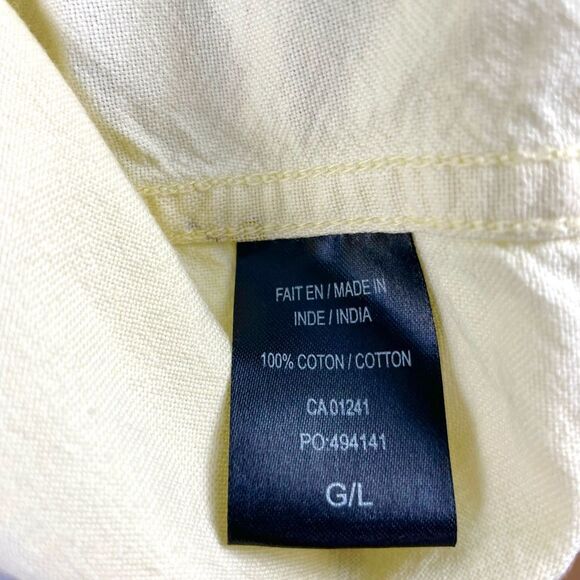 DJAB Hula Pastel Yellow Cotton Short Sleeve Button Up Shirt Size L - Picture 7 of 7